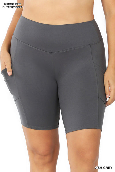 Plus Brushed Microfiber Wide Waistband Bikers