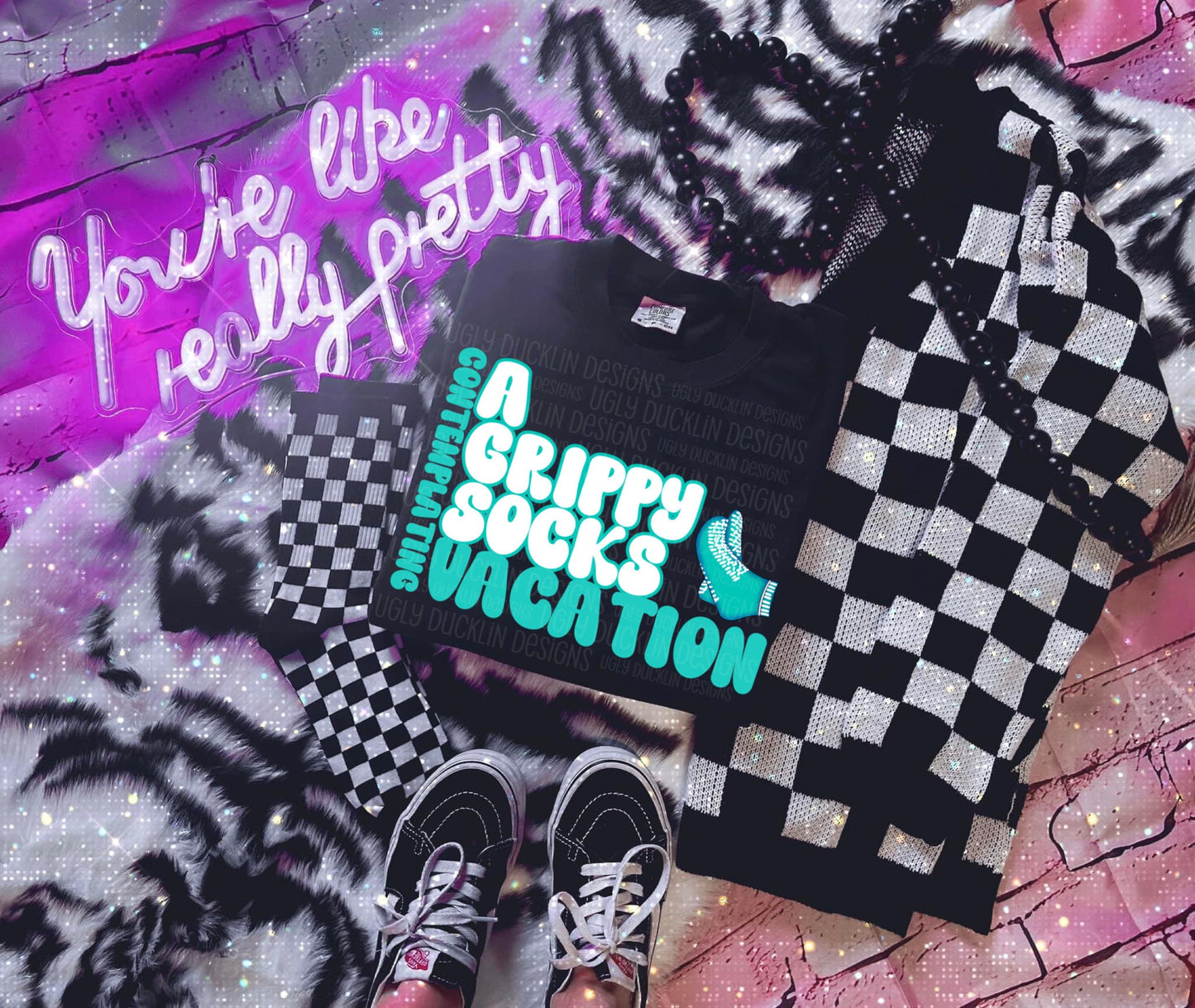 Grippy Socks Vacation PNG, Mental Health Digital Download, Snarky PNG