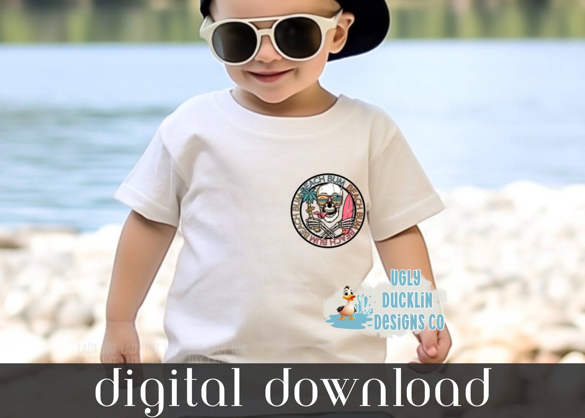 Beach Bum Skull PNG Toddler Boy Digital Design Toddler Girl Sublimation Design