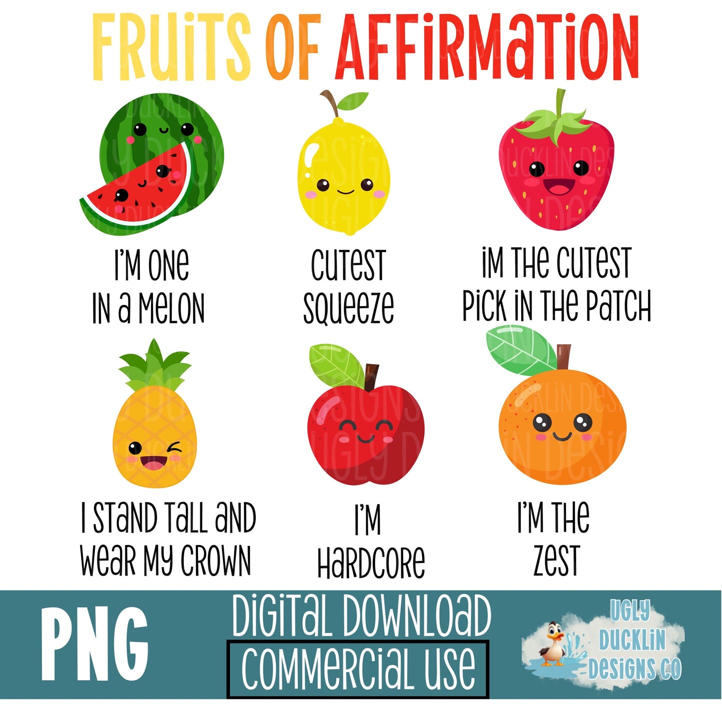 Fruits of Affirmation PNG, Kids Digital Download, Fruit PNG