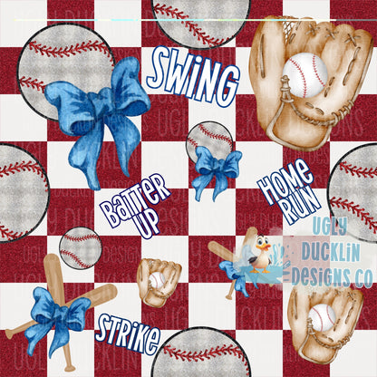 Baseball Seamless Red White and Blue Digital Girl Baseball