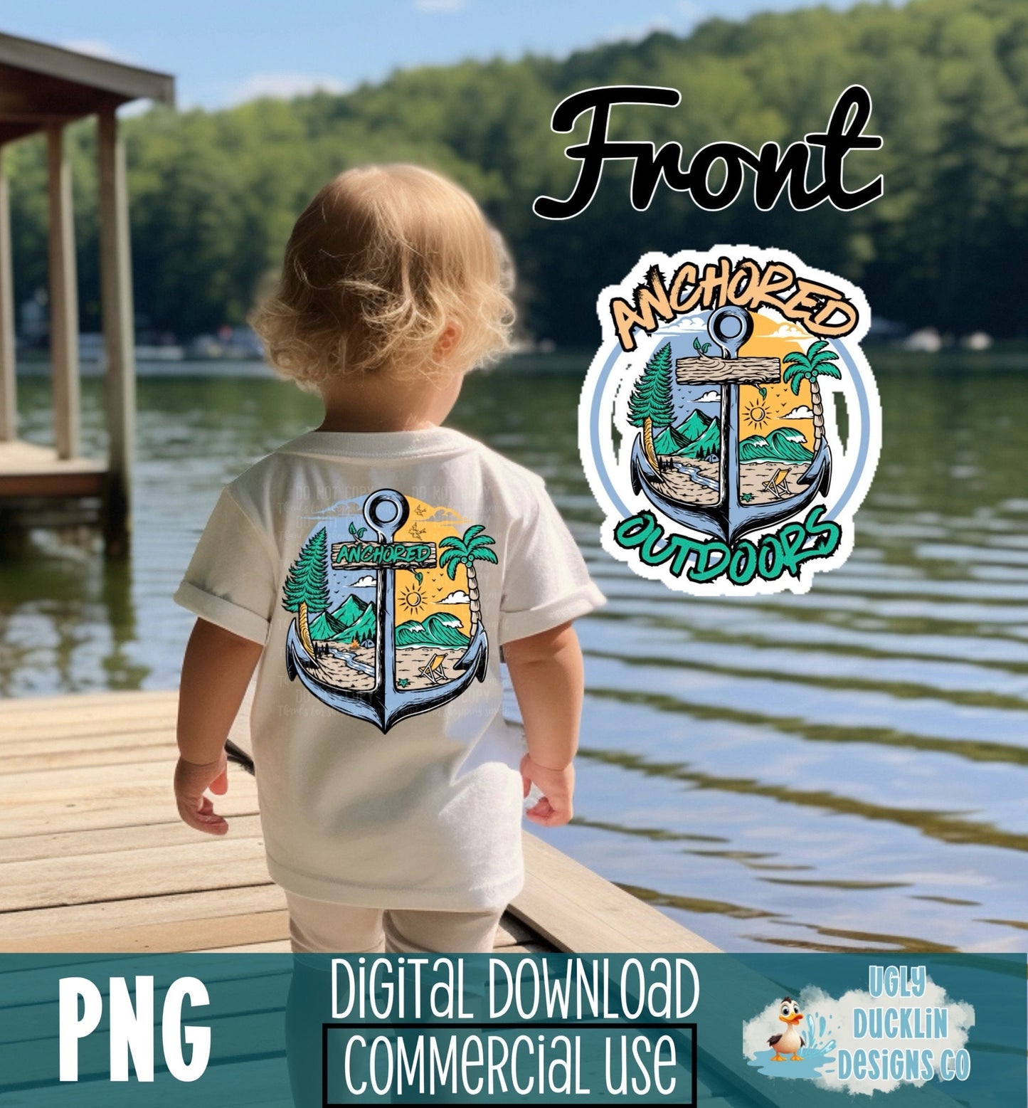 Anchored PNG Toddler Boy Beach Digital Design Toddler Girl Sublimation Design