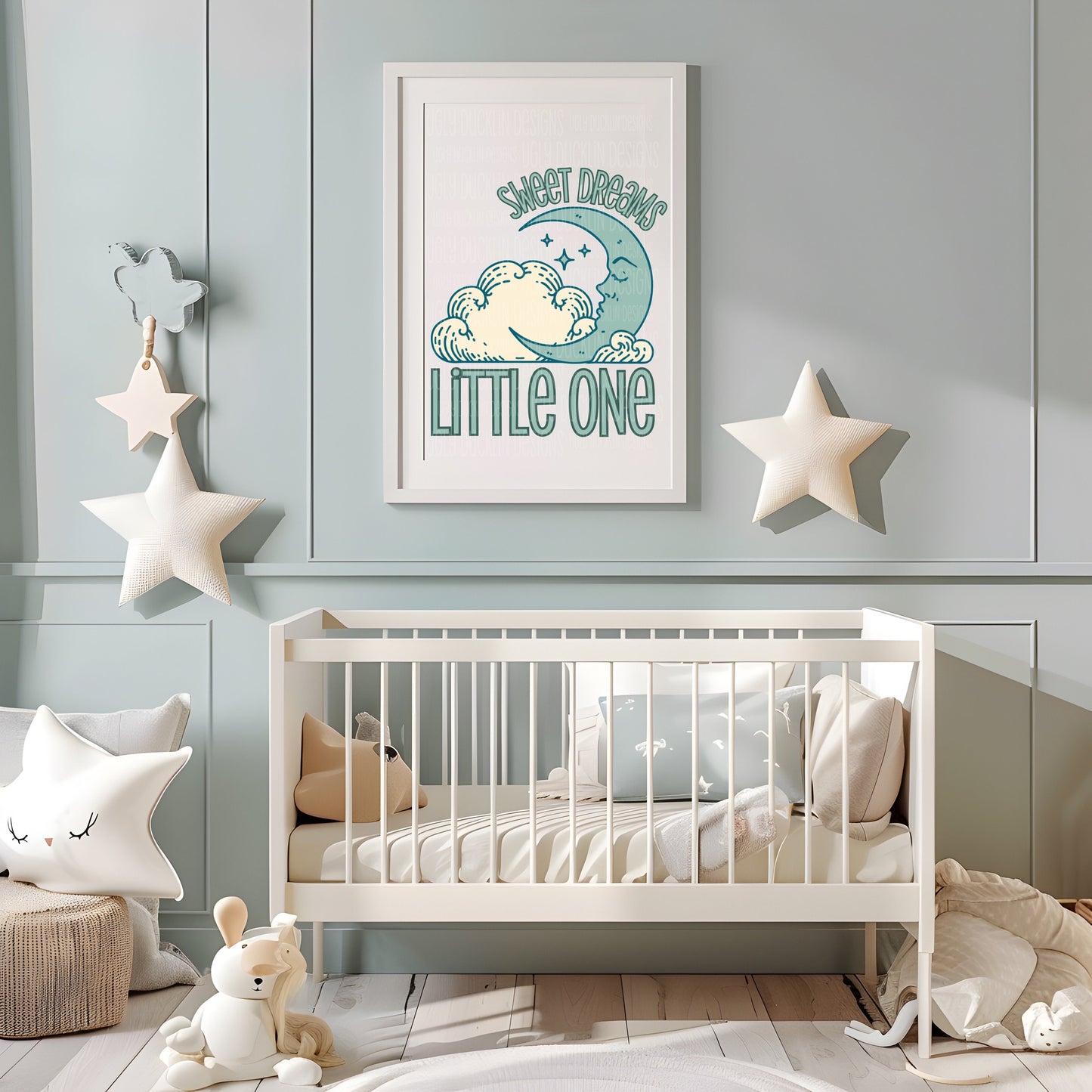 Sweet Dreams Little One PNG, Nursery Wall Art, Baby Print, Digital Design, Pillow PNG