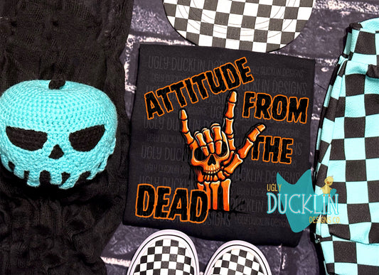 Attitude From the Dead PNG Kids Digital Design Skeleton Sublimation Design