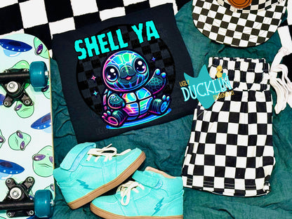 Shell Ya PNG Kids Digital Design Holographic Turtle Sublimation Design