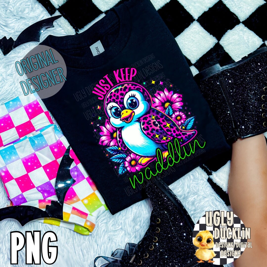 Penguin PNG Kids Digital Design Rainbow Leopard Sublimation Design