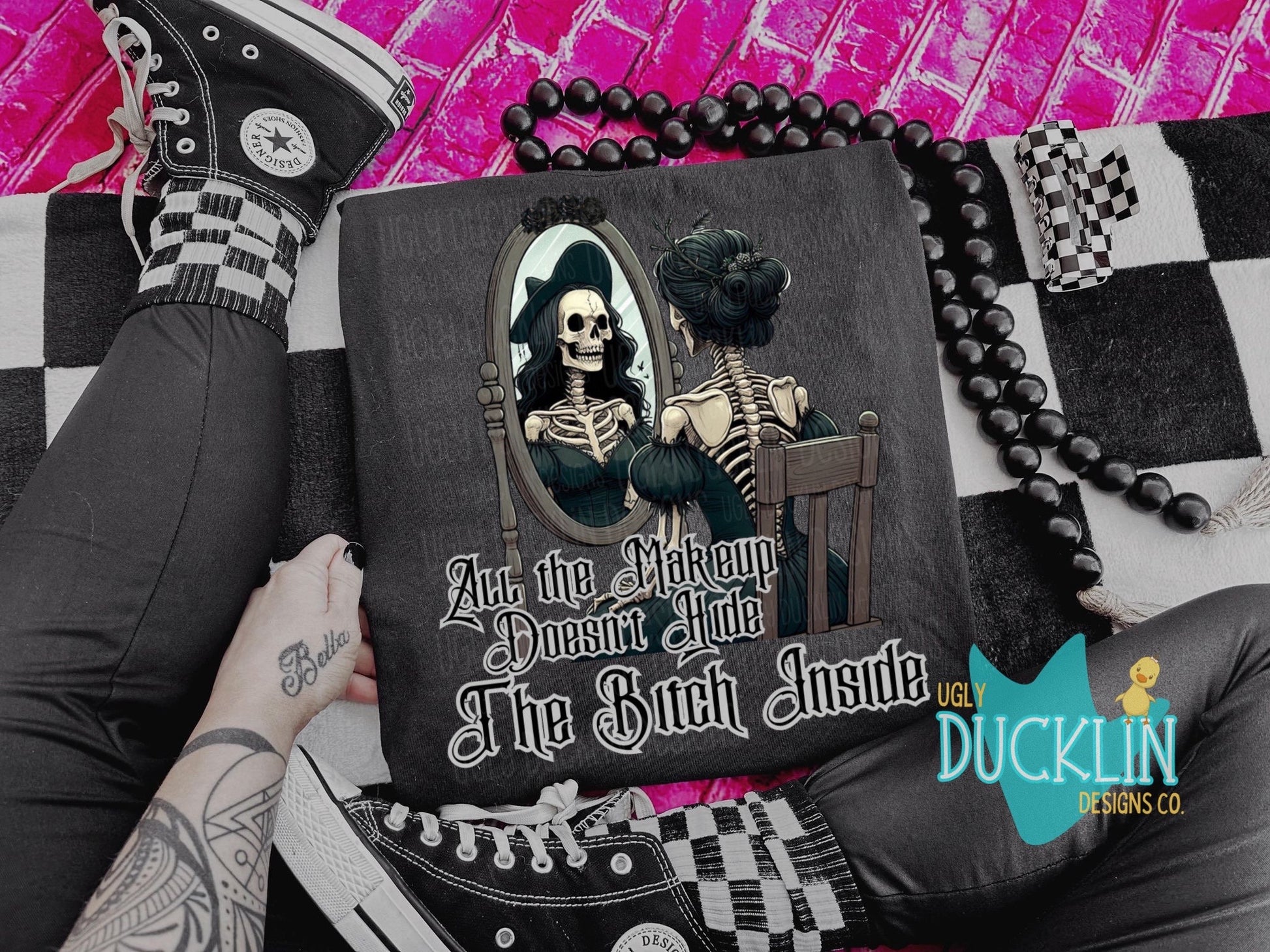 All the Makeup Doesn’t Hide PNG Snarky Digital Download Skeleton Sublimation