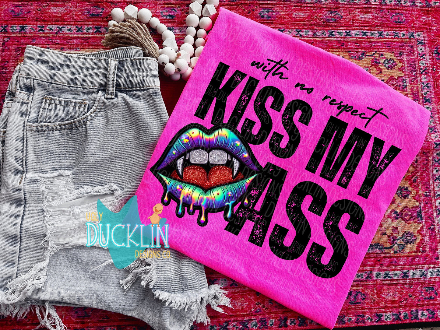 Kiss My Ass PNG Faux Embroidery Digital Design Trending Sublimation Design