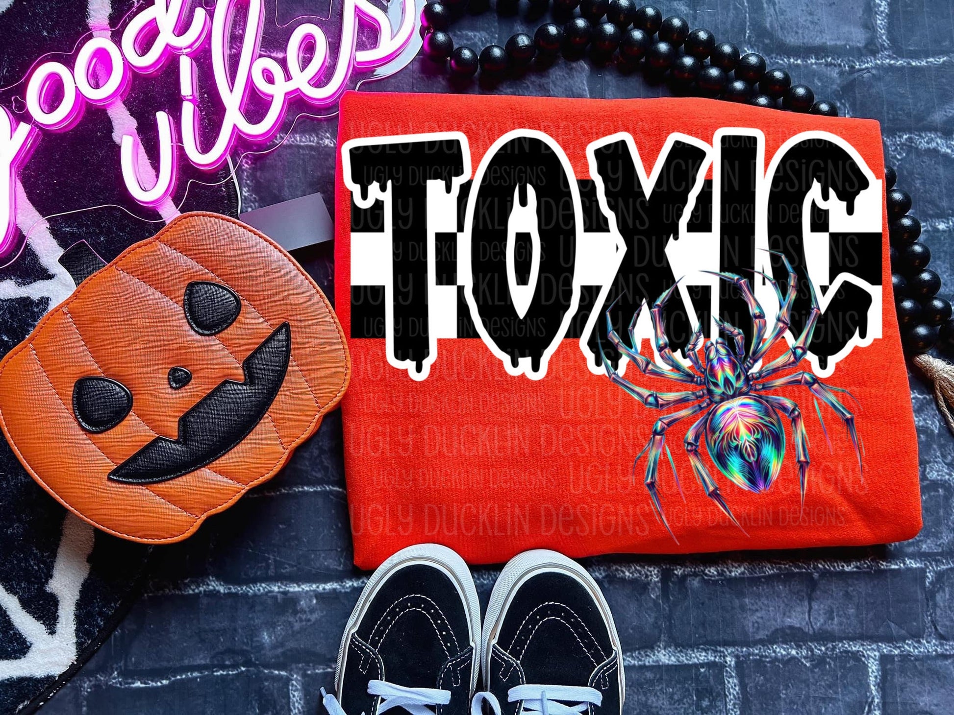 Toxic PNG Faux Holographic Digital Design Halloween Sublimation Design