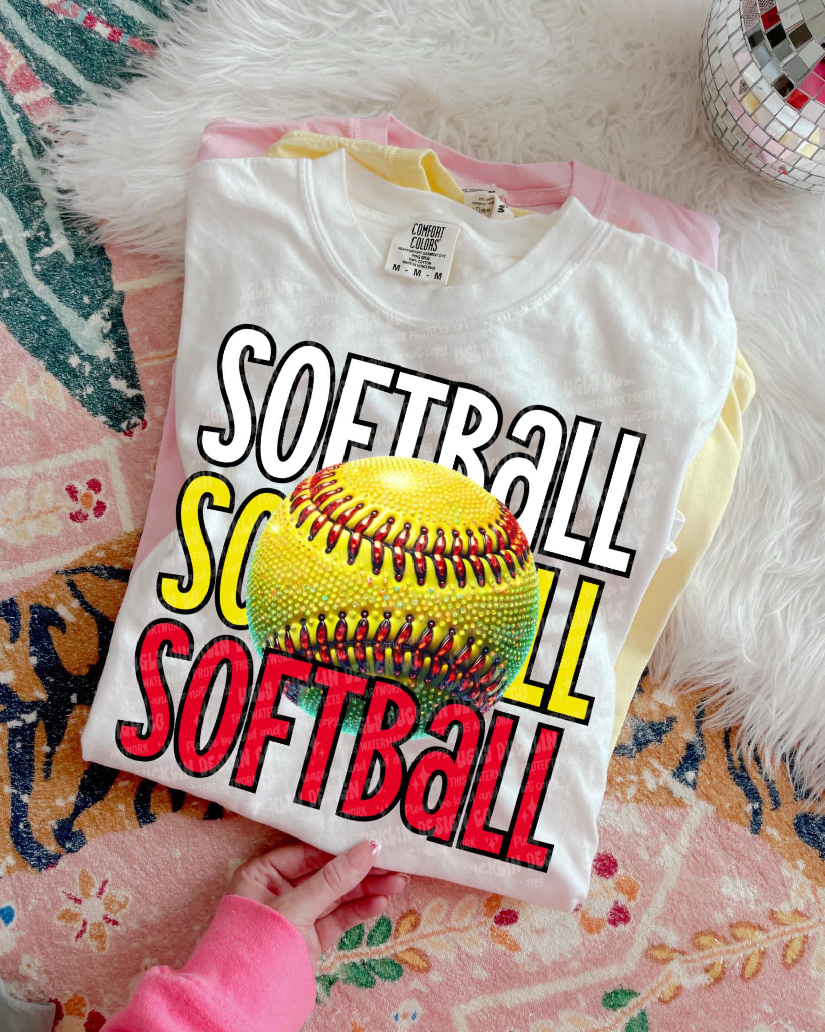 Softball PNG Faux Bling Download Team Spirit Sublimation