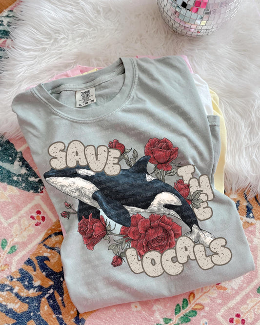 Save the Locals PNG Whale Digital Design Roses Sublimation Design